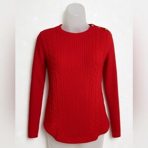 CHARTER CLUB Red Cable Knit Sweater with Button Detail/size PP